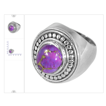 TURQUOISE DE COULEUR PURPLE AVEC Bijoux en béton 925 BAGUE EN ARGENT ET ENGAGEMENT BIJOUTERIE